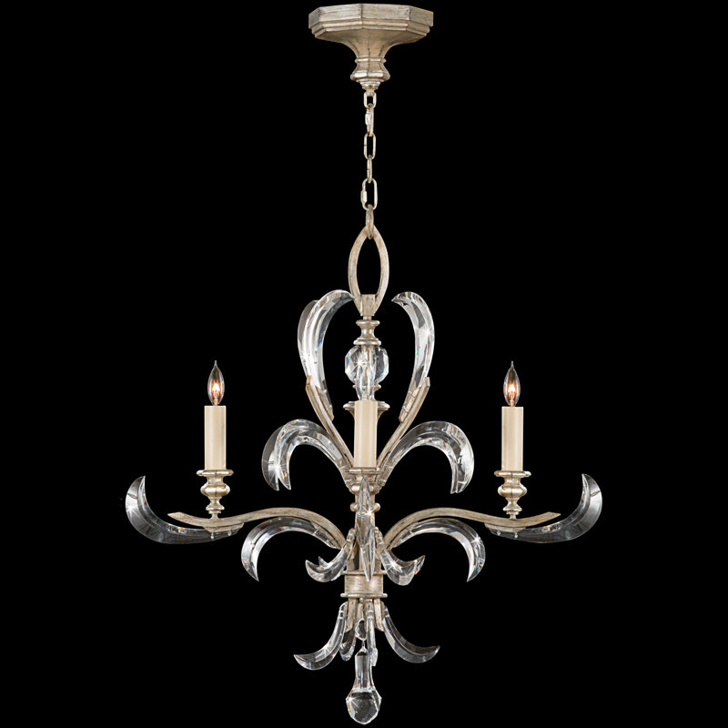 Beveled Arcs 4 - Light Chandelier, Silver