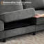 Canapé modulaire en L 90 po en L 90 po, canapé 4 places avec repose-pieds pour salon-1028539110