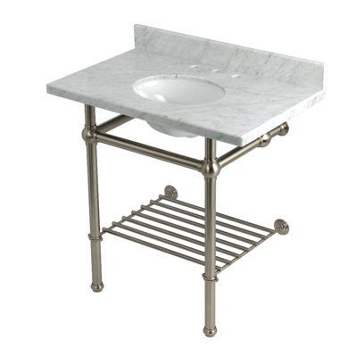 Lavabo console 36 "avec pieds en laiton Kingston Templeton (8 pouces, 3 trous)