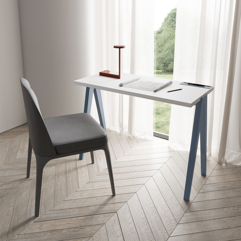 Gundrath Solid Wood Base Writing Desk, Blue, White