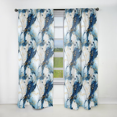 Oriental Elegance Marble Pattern II - Glam Velvet Curtain - Room Darkening - 1 Panel
