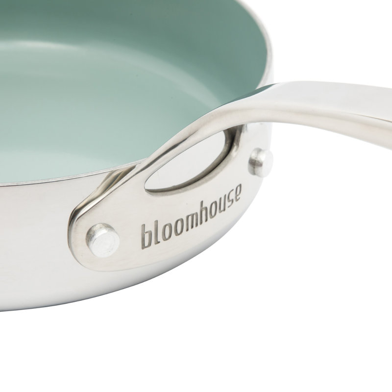 Bloomhouse 8 Piece Triply Stainless Steel Pots and Pans Cookware Set W/Non Toxic Pro Ceramic Non Stick Interior, Green