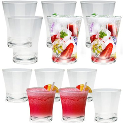 Clear Plastic Tumblers Set of 6 (16oz) and Set of 6 (9oz), Acrylic Reusable Drinking Glasses Water Tumblers, BPA-free Water Cups for Parties, Holidays, Everyday Use