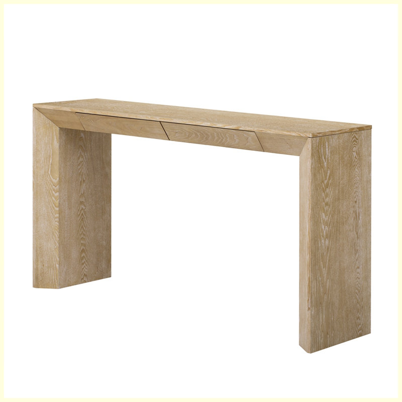 Modern Farmhouse Console Table with 2 Concealed Drawers for Living Room, Natural