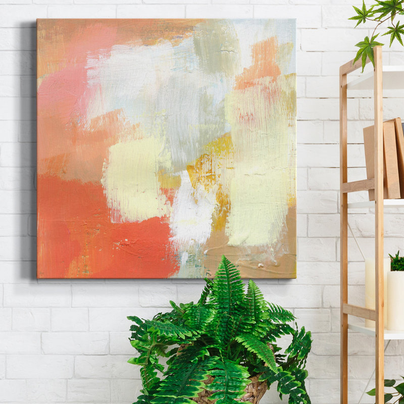 «Yellow and Blush IV», reproduction encadrée de qualité supérieure - prête à être accrochée, H 40 po x l 40 po x P 1 po