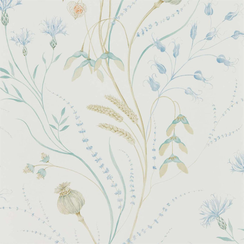Summer Harvest Wallpaper, Cornflower/Wheat