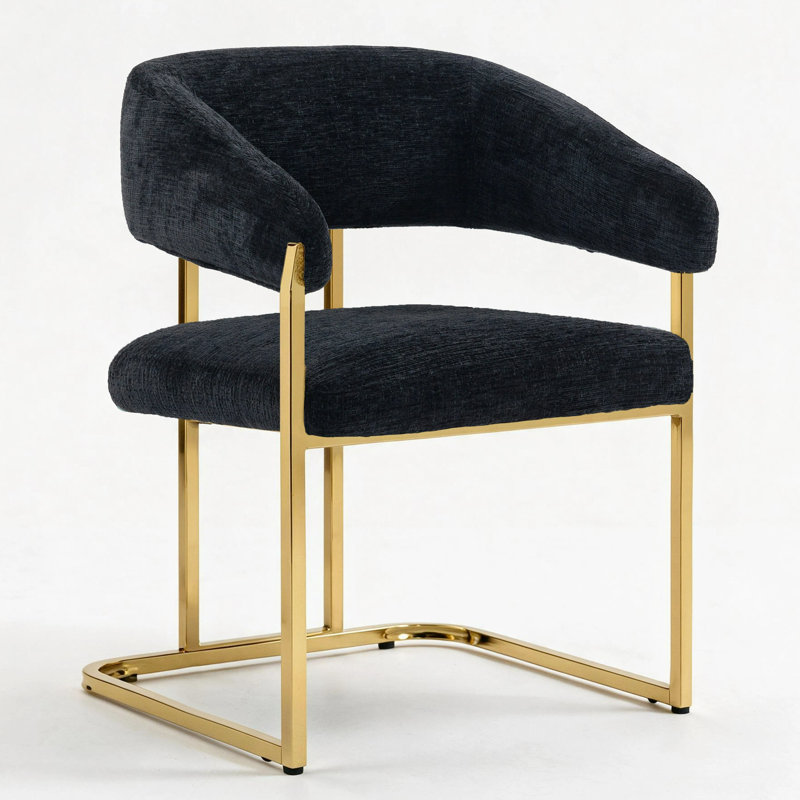 Chaise de salle à manger rembourrée avec cadre 22 po Modern, Noir