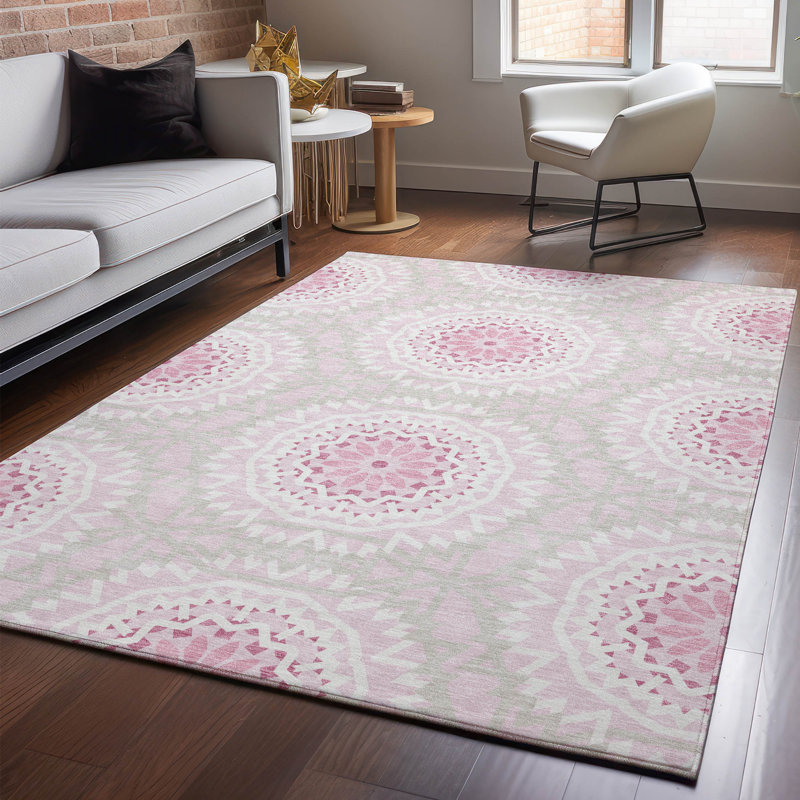 Premium Machine Washable Cerrito Pink Rug, Rectangle 8' x 10'