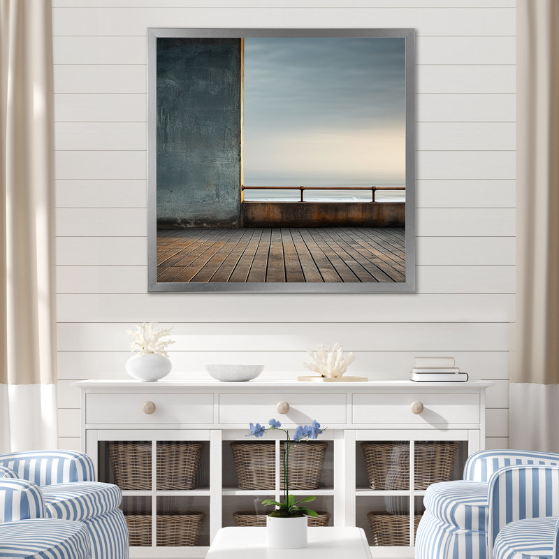 «Horizon I», impression sur toile, Cadre simple argenté, H 36 po x l 36 po x P 1,5 po