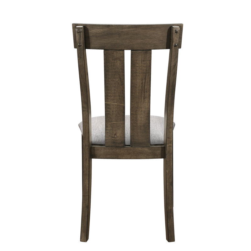 Chaises de salle à manger rustiques (2 pièces) - Chêne brun, siège en tissu gris, dossier en bois de style chêne 2 pièces,