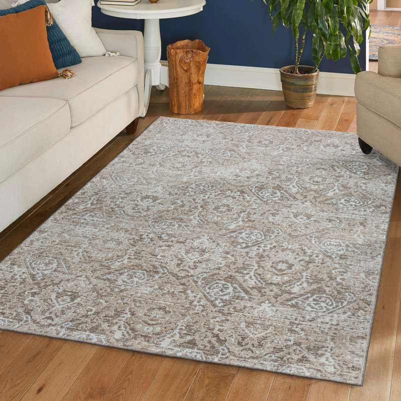 Aidy 1244 Transitional Abstract Beige Area Rug, Rectangle 5'3" x 7'3"