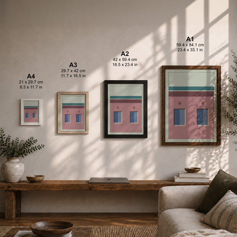 Architecture Minimalist - Framed Print, A2 - 59.4 x 42.0 cm, Walnut