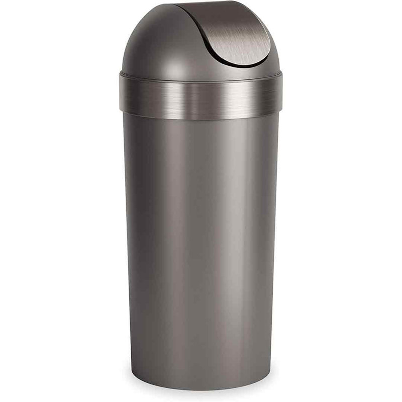Pewter 16-Gallon Swing Top Kitchen Trash Can