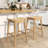 1 Pcs 29" Teak Wood Bar Stool With Footrest & Saddle Seat Boho Bar Height Stool-2085988407