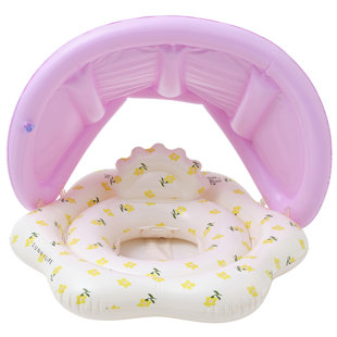 Sunnylife: Baby Float - Mima The Fairy Lemon - Inflatable Flower Shaped Pool-Water Tube, Head Rest, Leg Supports, Shade Canopy, 24-34lb, Age 1+