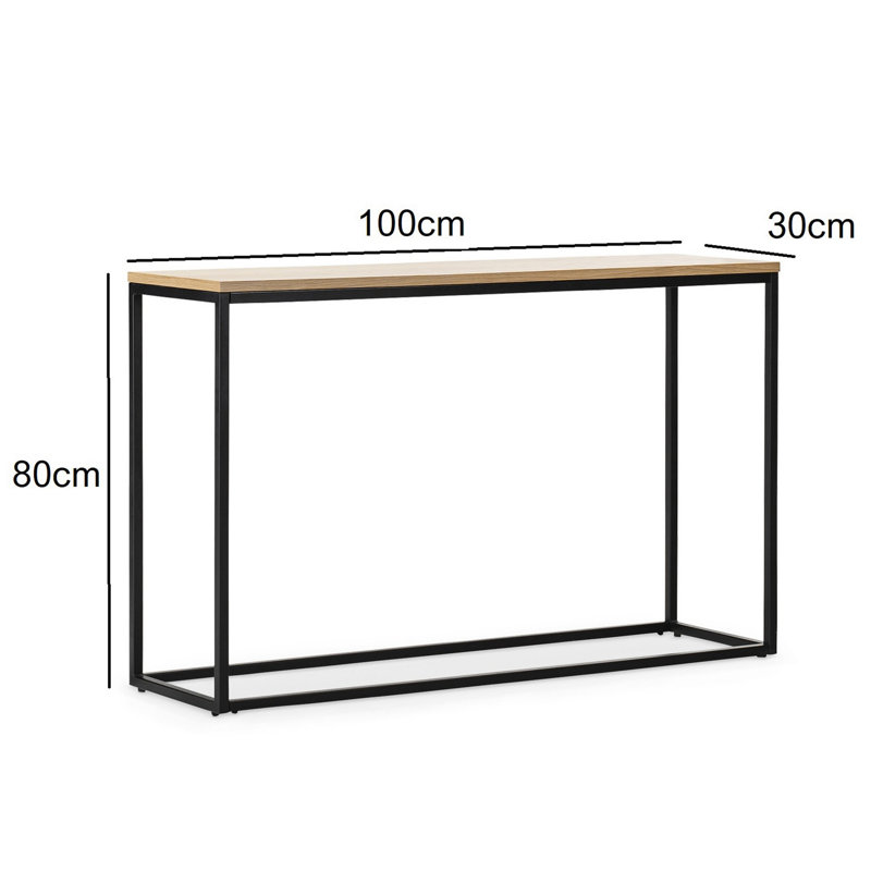 100cm Console Table, Black, Light Yellow Wood, Wood