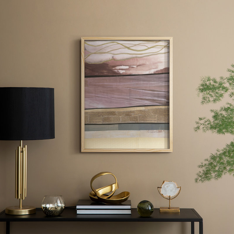 «Waves of Collage I», reproduction encadrée - bois massif, H 15 po x l 12 po, Encadré naturel