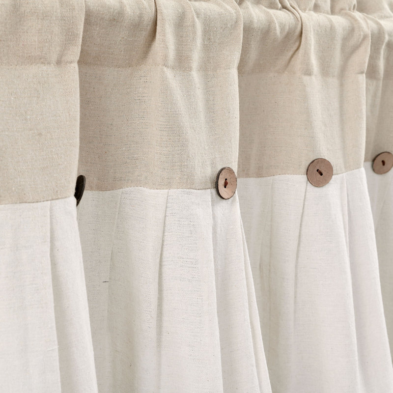 Linen Button Pleated Rod Pocket Window Valance