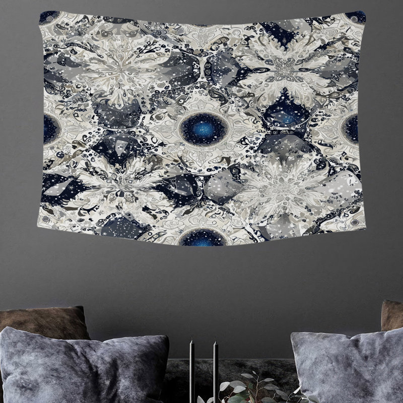 Tapisserie murale abstraite flocon de neige - Décoration murale abstraite, H 68 po x l 80 po