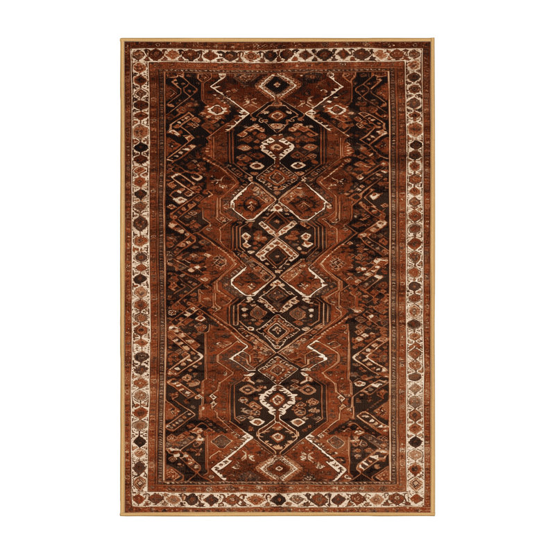 Machine Washable Turkish Brown Area Rug, Rectangle 8' x 12'