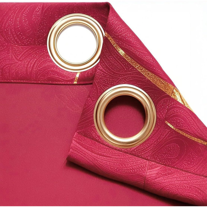 Blackout Curtain Pair, Red/Gold