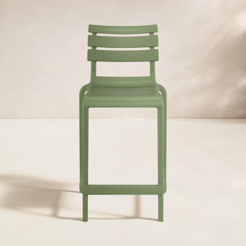 Tabouret de comptoir d'extérieur Ruta, Vert olive, 25.60"