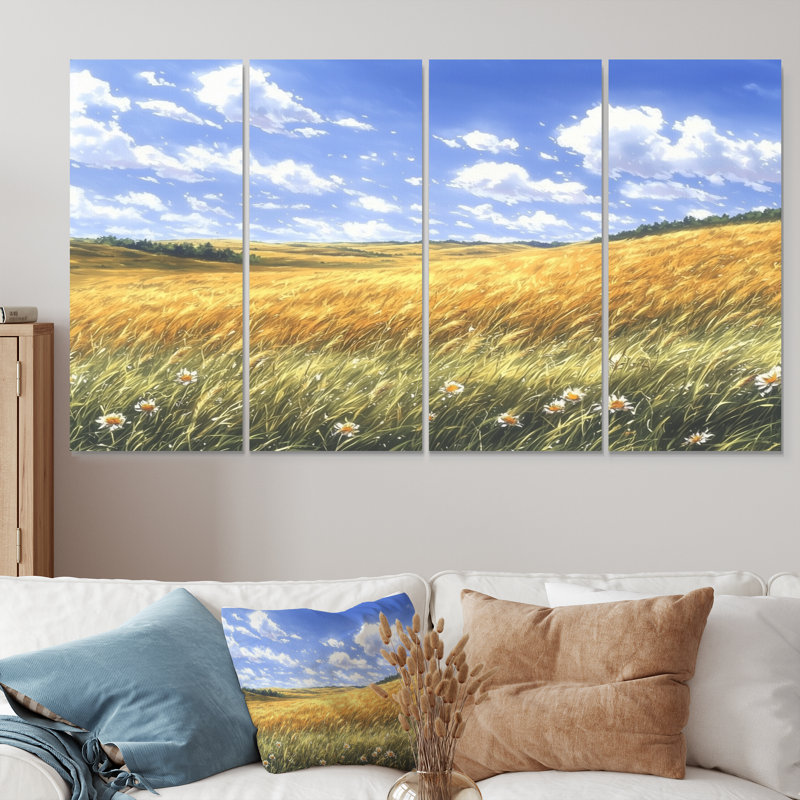 Dreighton - décoration murale prairie - art mural traditionnel, 4, H 32 po x l 64 po