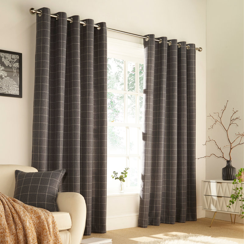 Room Darkening Curtain Pair, Grey, 229 W x 137 D cm