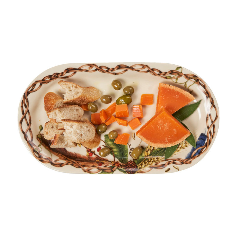 Forest Walk Elliptical Ceramic Platter with Graphic Detail