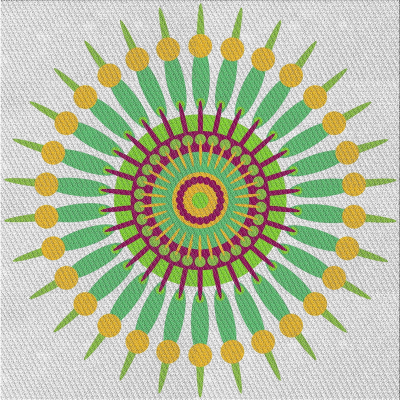 Laine tissée à la main et polyester jaune/vert/gris Tapis décoratif, Carré 6 pi x 6 pi