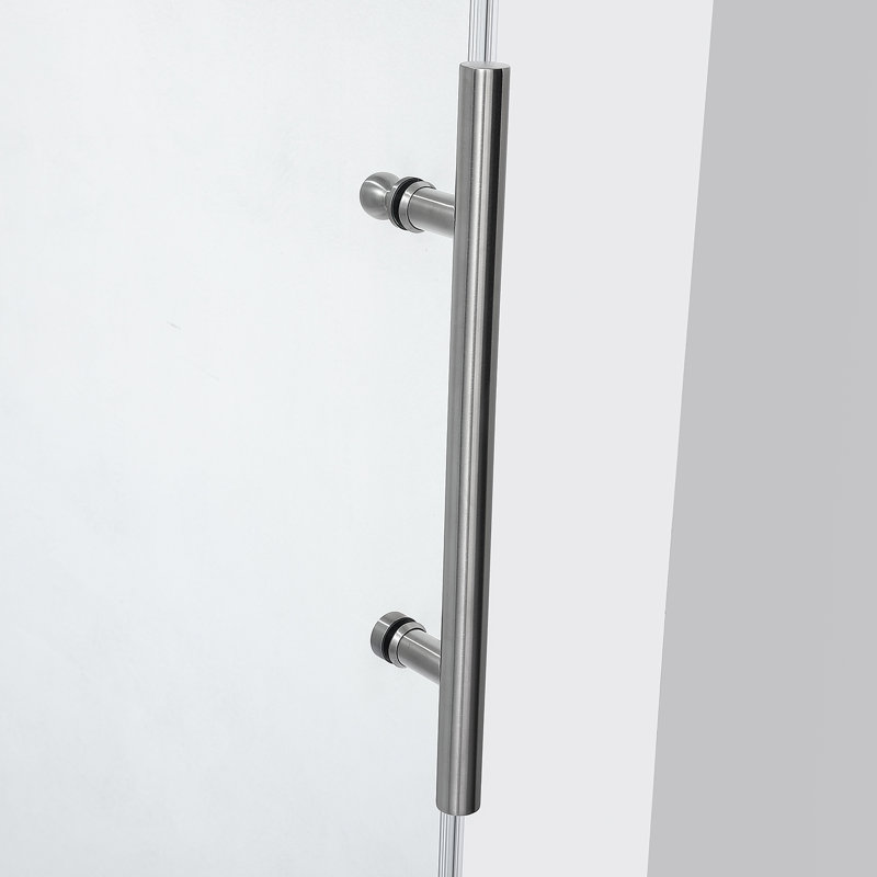 60 in. W x 58 in. H Single Added Frameless Tub Door with Clear Glass, Silver