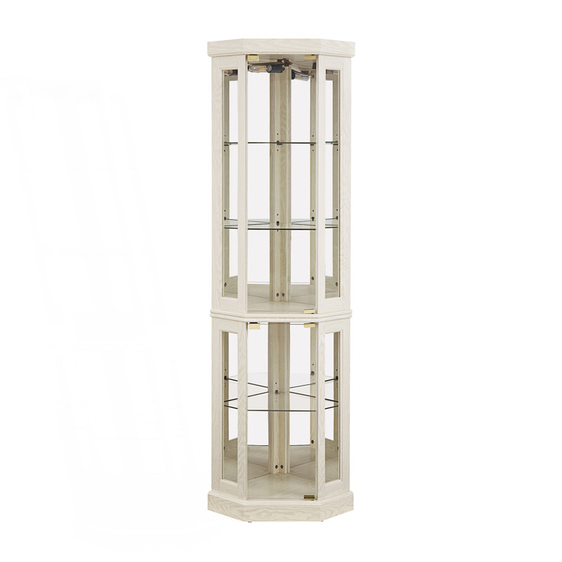 Lighted Corner Curio Cabinet, Display Case, Accent Cabinet, White