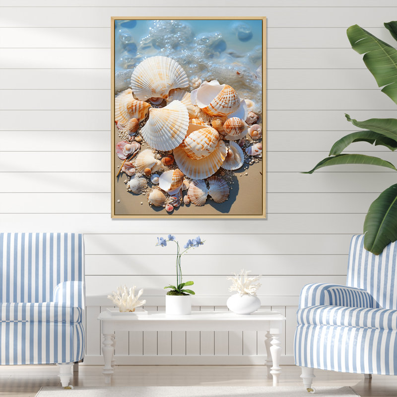 «Beach Photo Seashell Symphony II», reproduction sur toile d'animaux côtiers, Cadre naturel flottant