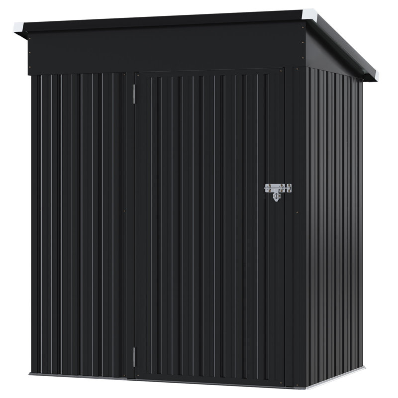5 ft. W x 3 ft. D Galvanised Metal Storage Shed with Base & Sloping Roof , Ventilation, Black