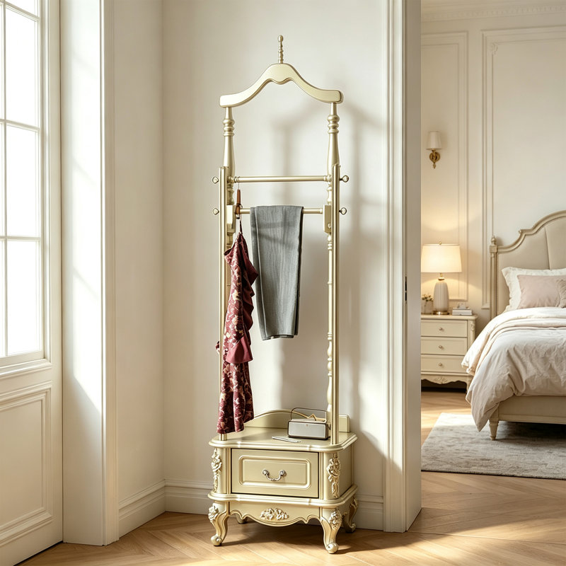 Portemanteau vintage en pin massif, Champagne