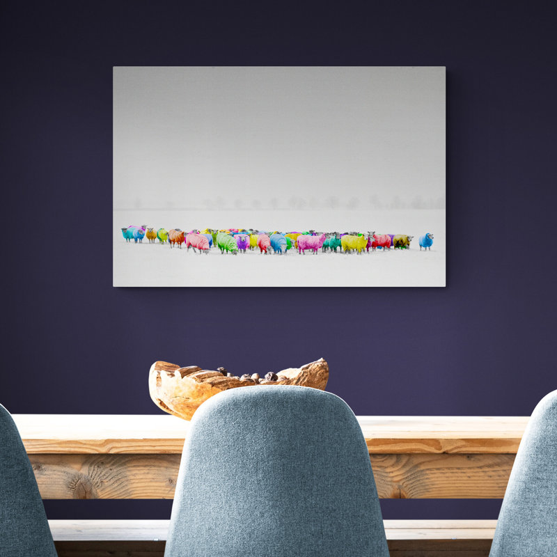 Multicoloured Sheep - Wrapped Canvas Print, 41cm W x 31cm H