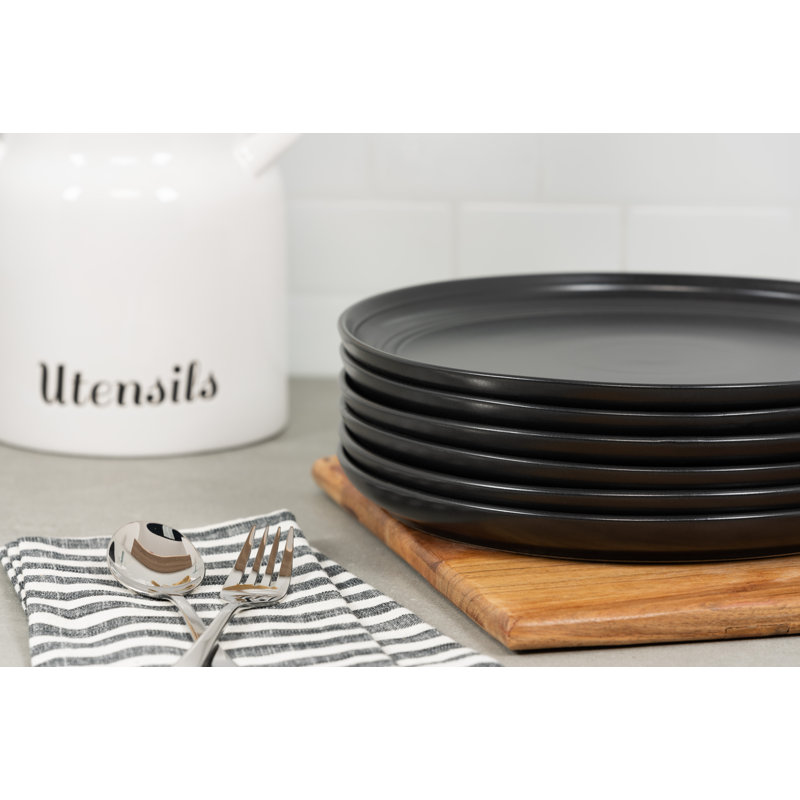 Assiette plate Double Line 10,5 po, Noir mat