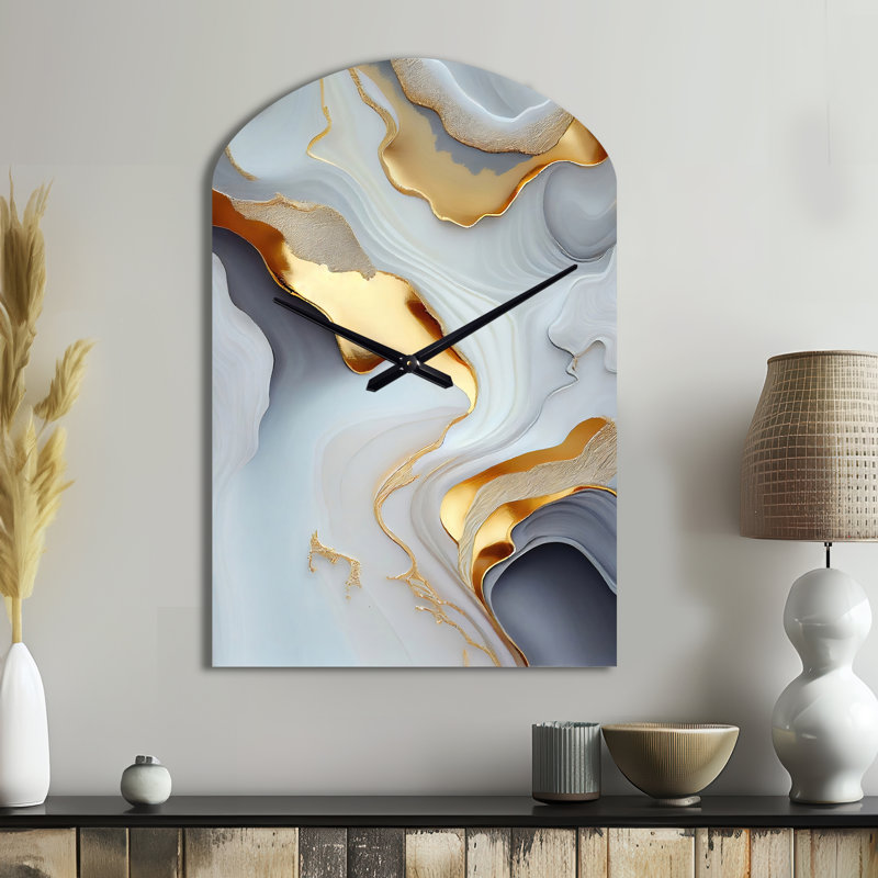 Horloge murale asymétrique en marbre blanc et doré - IV, Moyenne