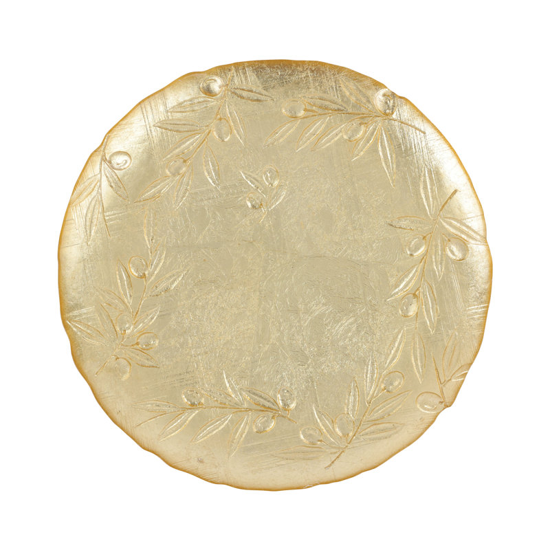 Plateau rond en verre lune et olive