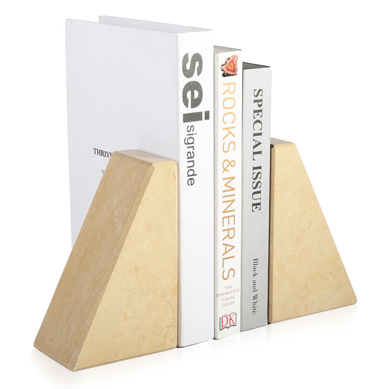 Serre-livres en marbre (ensemble de 2), Beige foncé, H 2,54 po x l 5,93 po x P 3,98 po