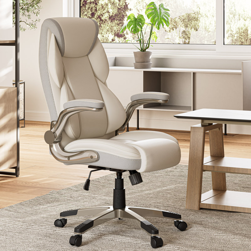 Alahni Executive Chair with Headrest, Beige/Off White