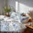 French Country Bedding Set 5 Pcs - Blue Timeless Toile Duvet Cover And Throw Pillow Set-124288901