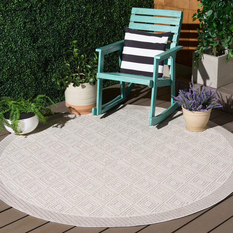Tapis d'intérieur à motif géométrique Veranda Performance, Rond 6 pi 7 po