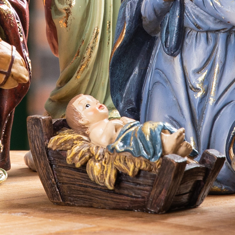 Ensemble de 12 figurines de crèche de Noël, H 10 po x l 26 po x P 4 po, Brun