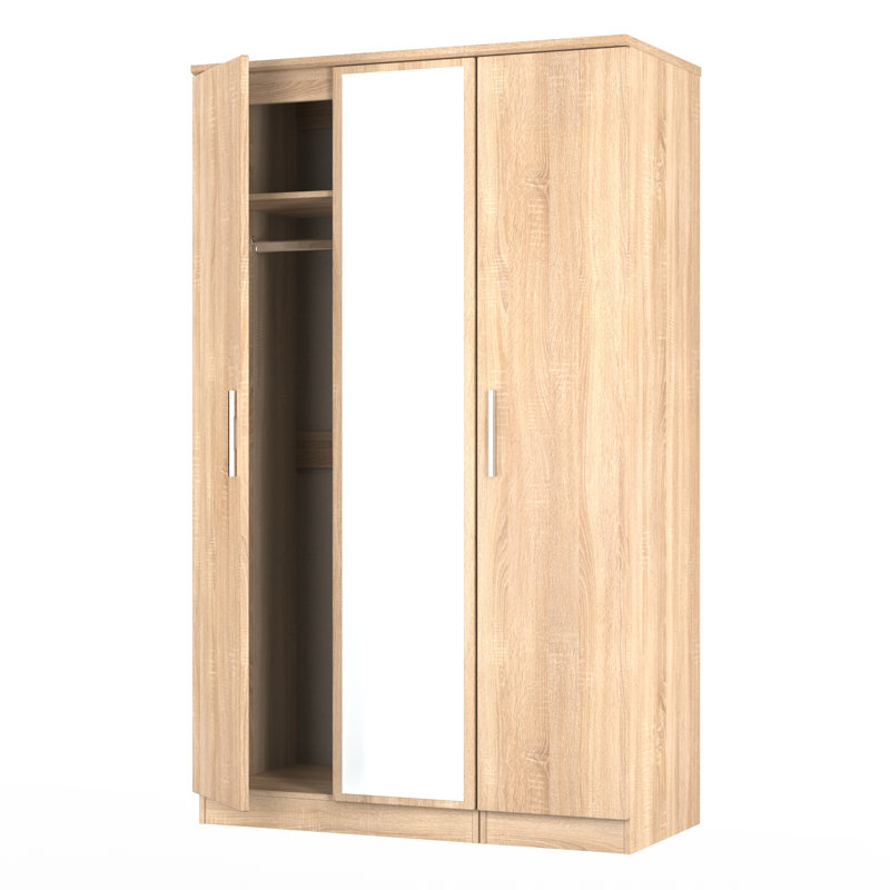 Borgeson Triple Mirror Wardrobe , Bardolino Oak