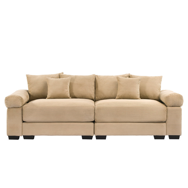 Velours côtelé surdimensionné de 92 po avec configuration modulaire, coussins extra-larges et à haute résilience pour 2 coussins de siège relaxants, espaces de vie à base agencée