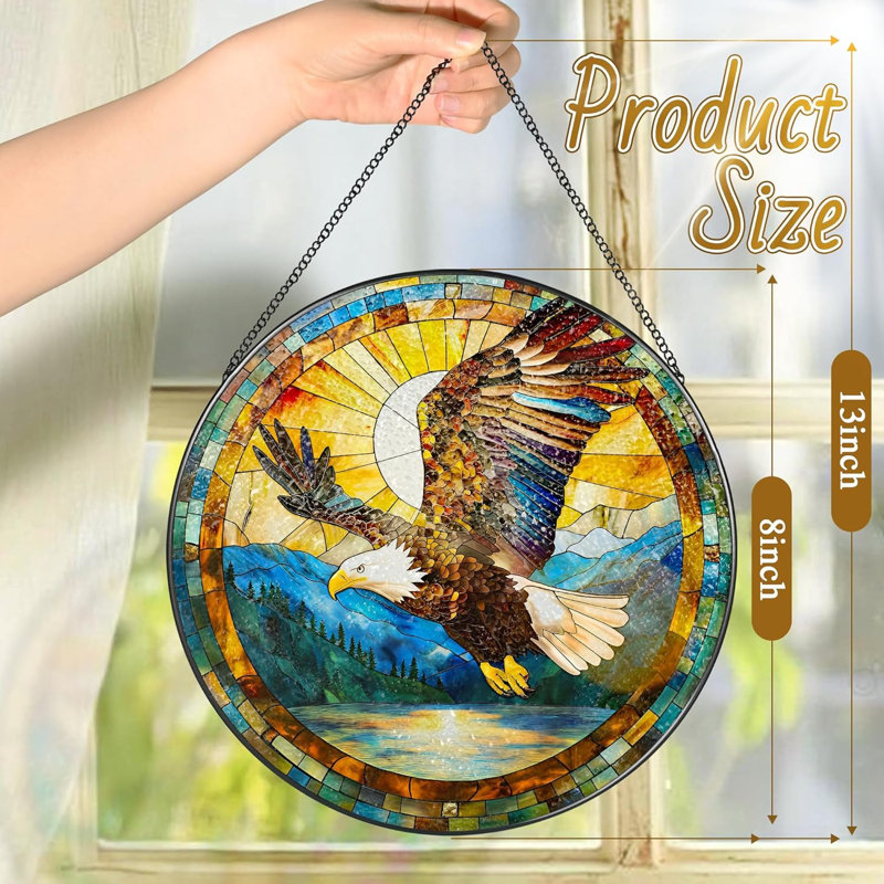 8" Bald Eagle Stained Glass Window Suncatcher