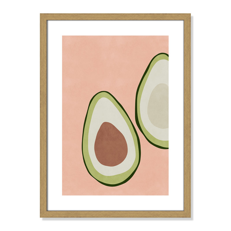 Avocat tranché - reproduction d'art, H 23 po x l 17 po x P 0,75 po, Papier avec cadre à grain de bois naturel, Papier