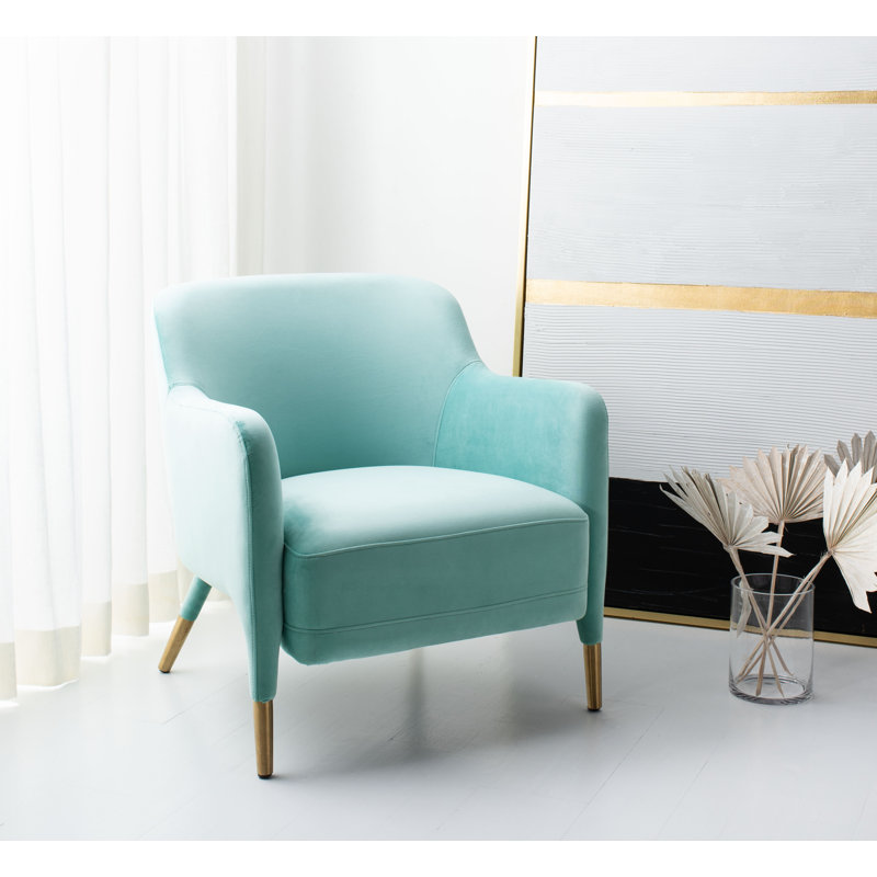 Fauteuil Skye de 72,39 cm de large en velours, Aigue-marine