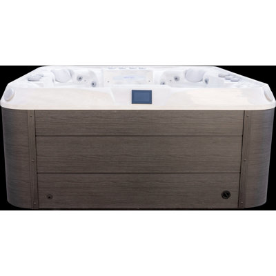 Luxury Spas Denali 240 Volt 7 Person 60 - Jet Acrylic Square Standard (Hardwired) Hot Tub with Ozonator and Built-In Speakers in Cloud Gray